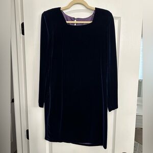 Henri Bendel Midnight Blue Velvet Dress Size 8